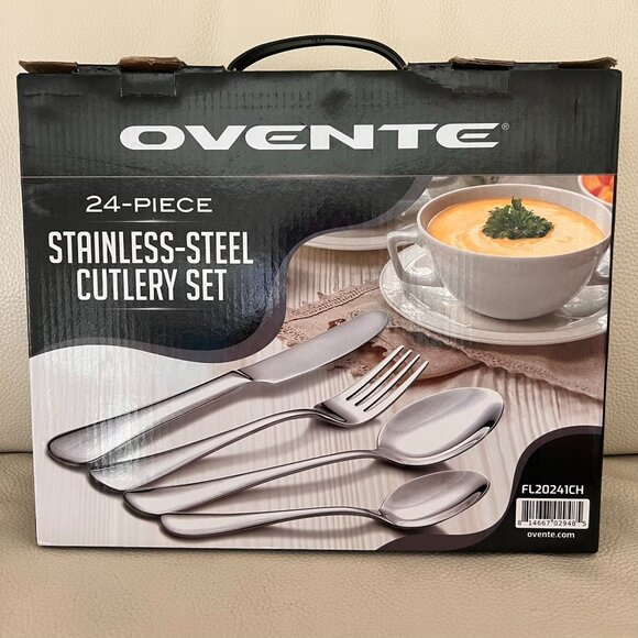 Ovente 24-Piece Stainless Steel Cutlery Set – Silverware Utensils NIB - Picture 1 of 2